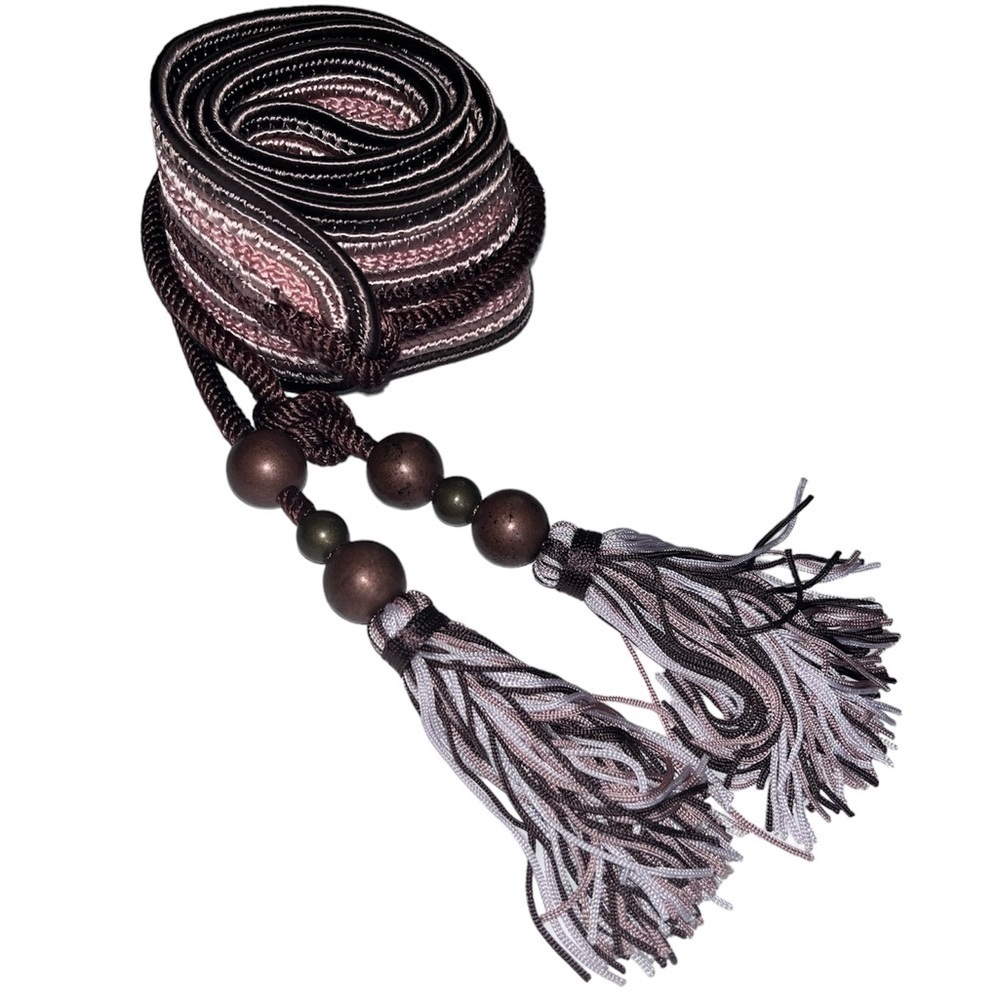 Women’s beaded boho festival tassel sash belt OS